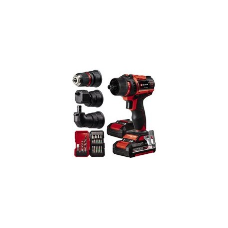 EINHELL TE-CD 18/45 3x li kit 2.0 ah + 22-delige boor- en bitset - accu boor-/schroefmachine - 2 accu's - po 4514235