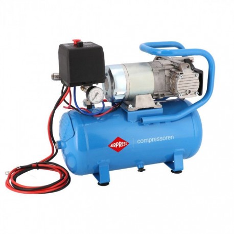 AIRPRESS 12V Stille Olievrije Compressor DC 12-180/15 10 bar 0.75 pk/0.55 kW 144 l/min 15 l 36587