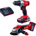 EINHELL Accu power tool kit 18v/1.5ah/3.0ah (accu schroefmachine/accu haakse slijper), Power x-change 4257211