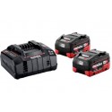 METABO Basis-set: accu-packs + lader basisset 18 v: 2 x lihd 5.5 ah, lader asc 145 685122000